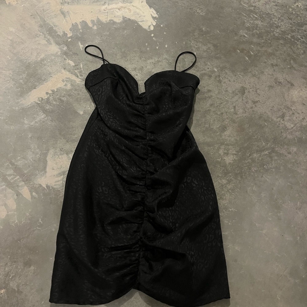 Superdown Black Ruched Mini Dress